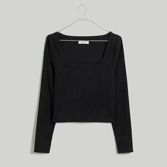 Madewell Tops - Madewell Square Neck Long Sleeve Crop Tee in Sleekhold Black XS NWT